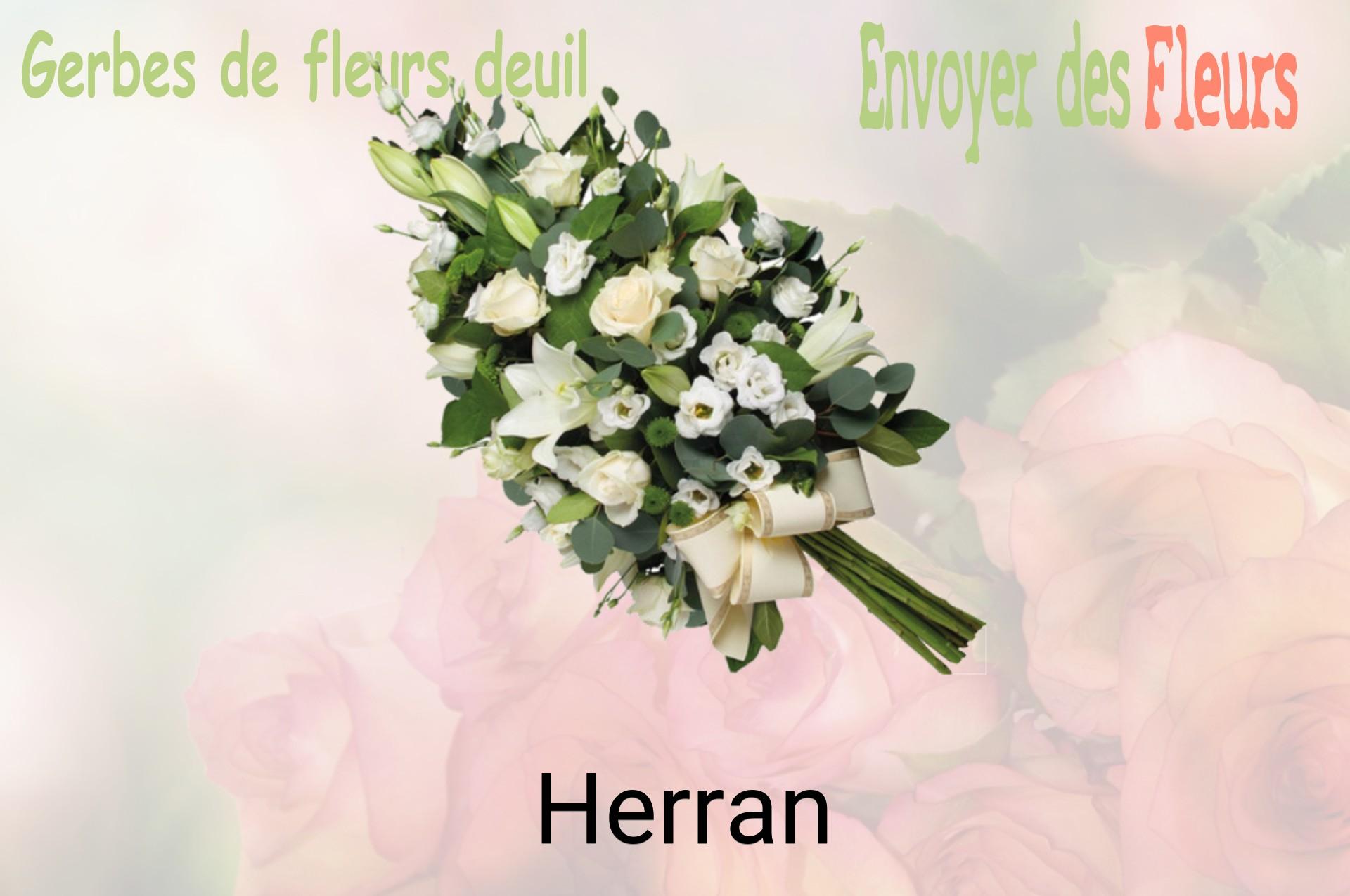 Gerbe de fleurs de deuil livrée à Herran